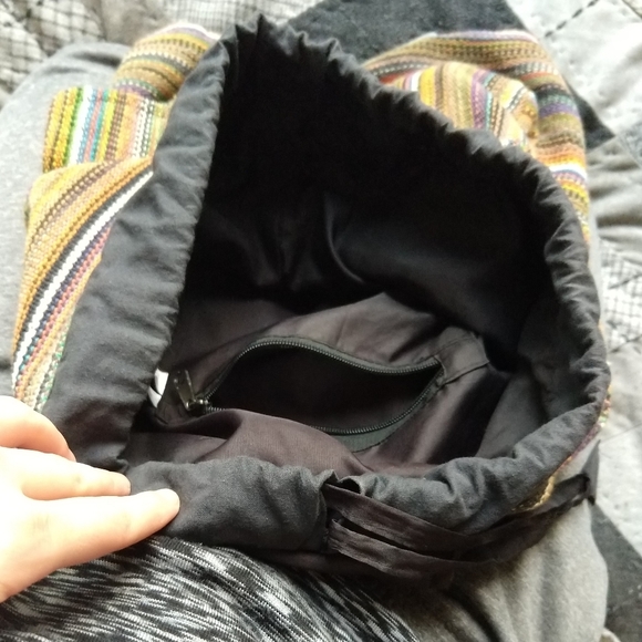 Brown Striped 100% Cotton Backpack - Picture 4 of 6